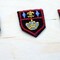 3 Small Embroidered Flor De Lis Crest Patches for Jackets Uniforms Iron On Velvet Backing